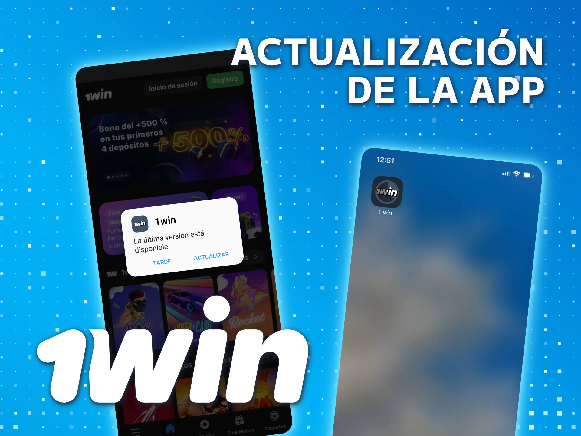 Actualice su aplicación oficial de 1win a la última versión.