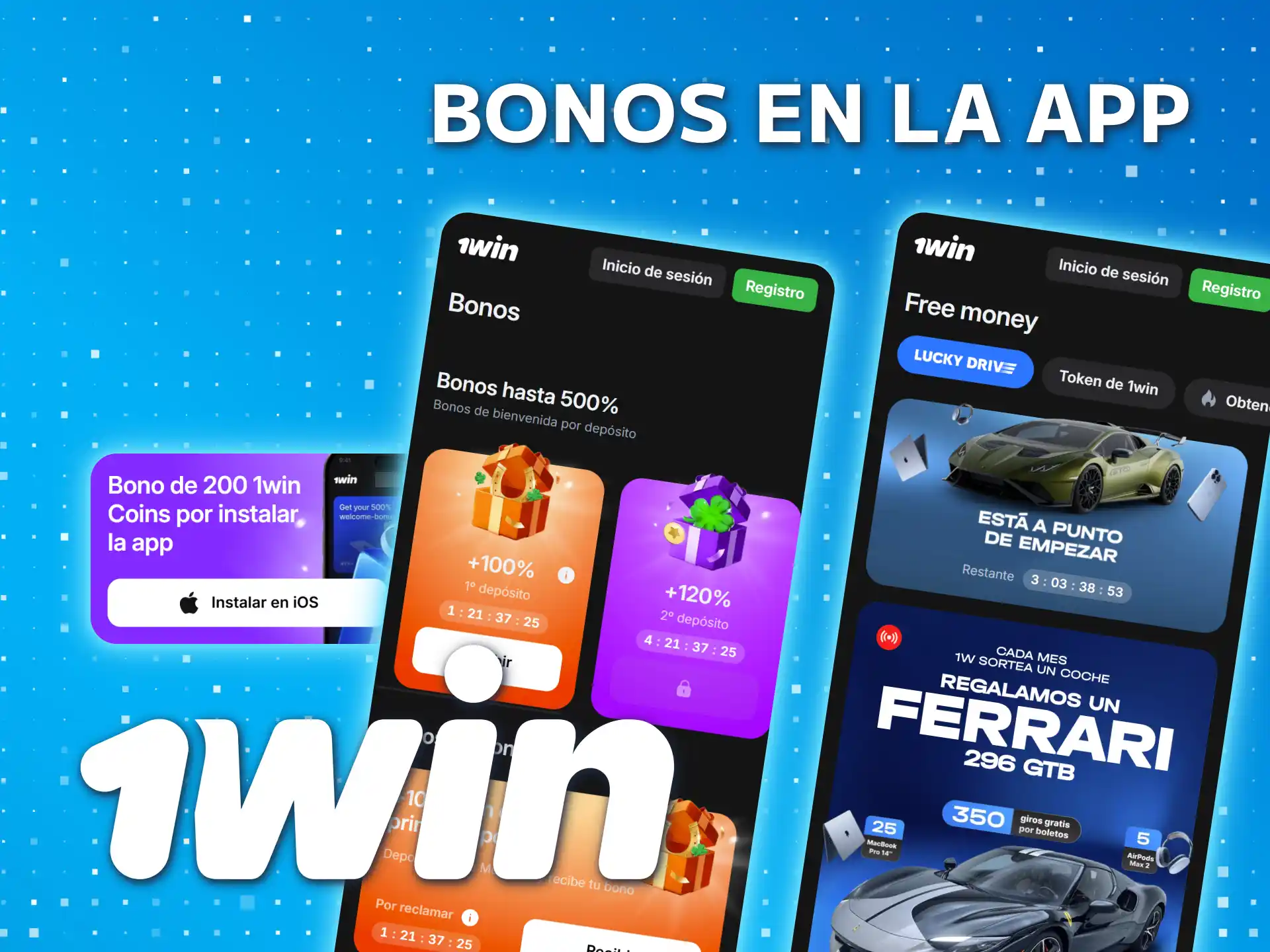 Encuentra todos los bonos en la aplicación oficial de 1win.