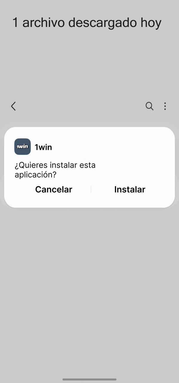 Continúe con la instalación de la aplicación 1win para Android.