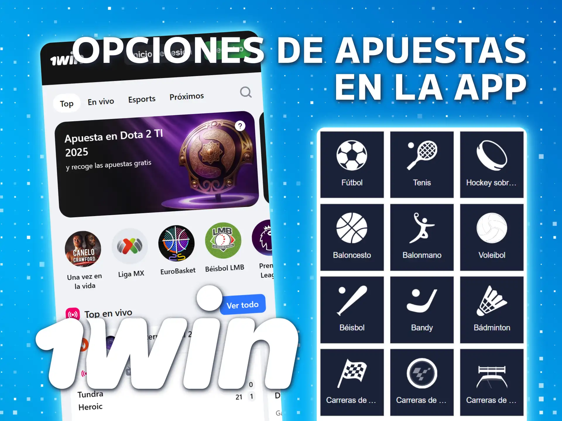 Realice diferentes tipos de apuestas deportivas con la aplicación 1win.