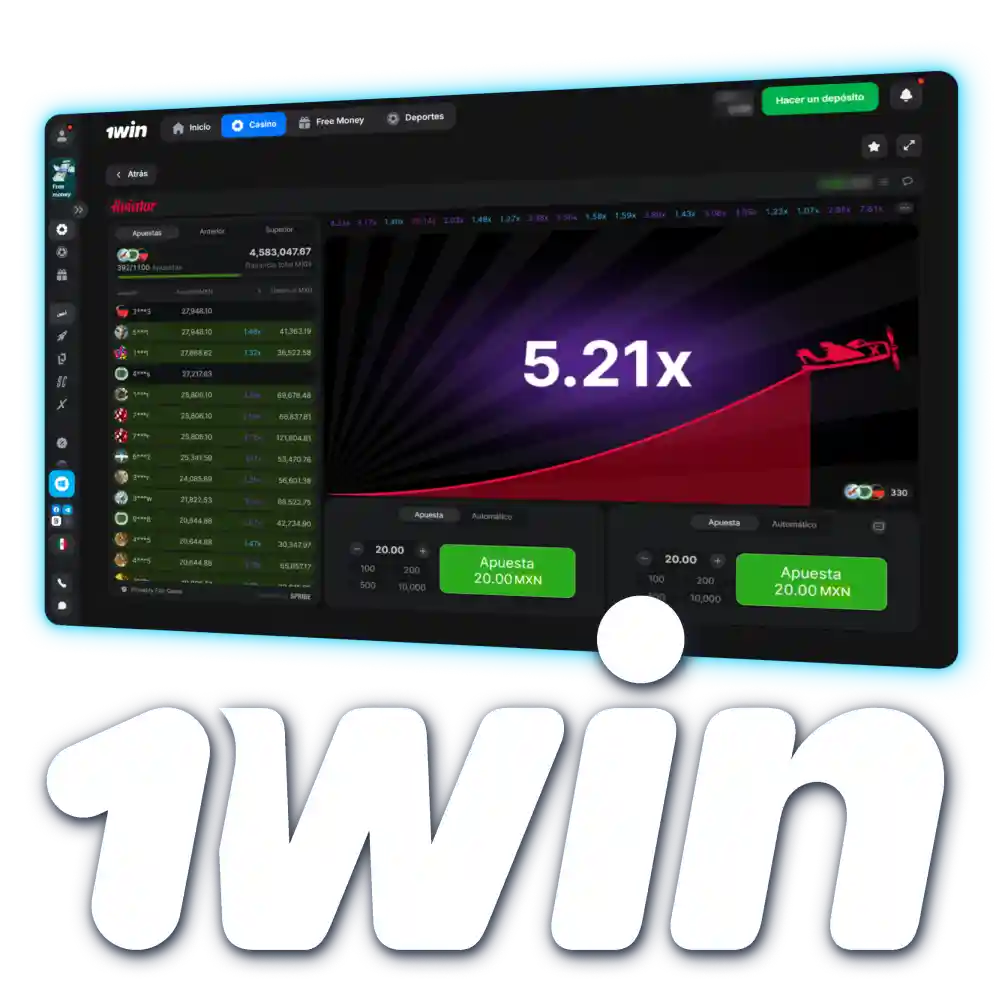 Experimente el auténtico juego Aviator crash en 1win México.