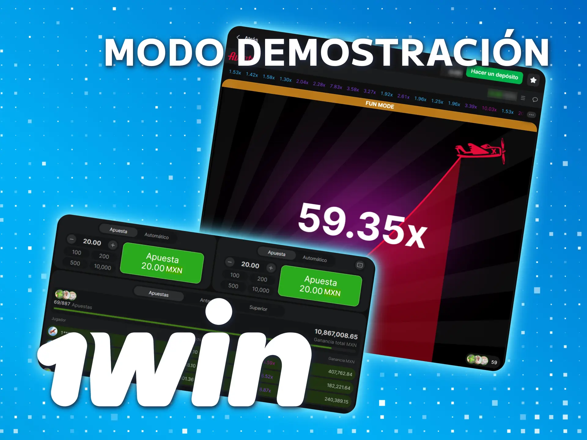 Pruebe el modo de demostración 1win Aviator sin riesgo.
