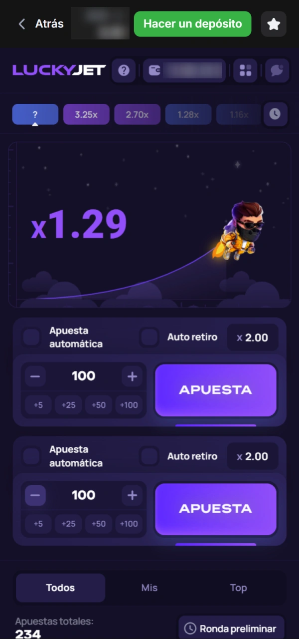 Comience a jugar su juego en la plataforma 1win.