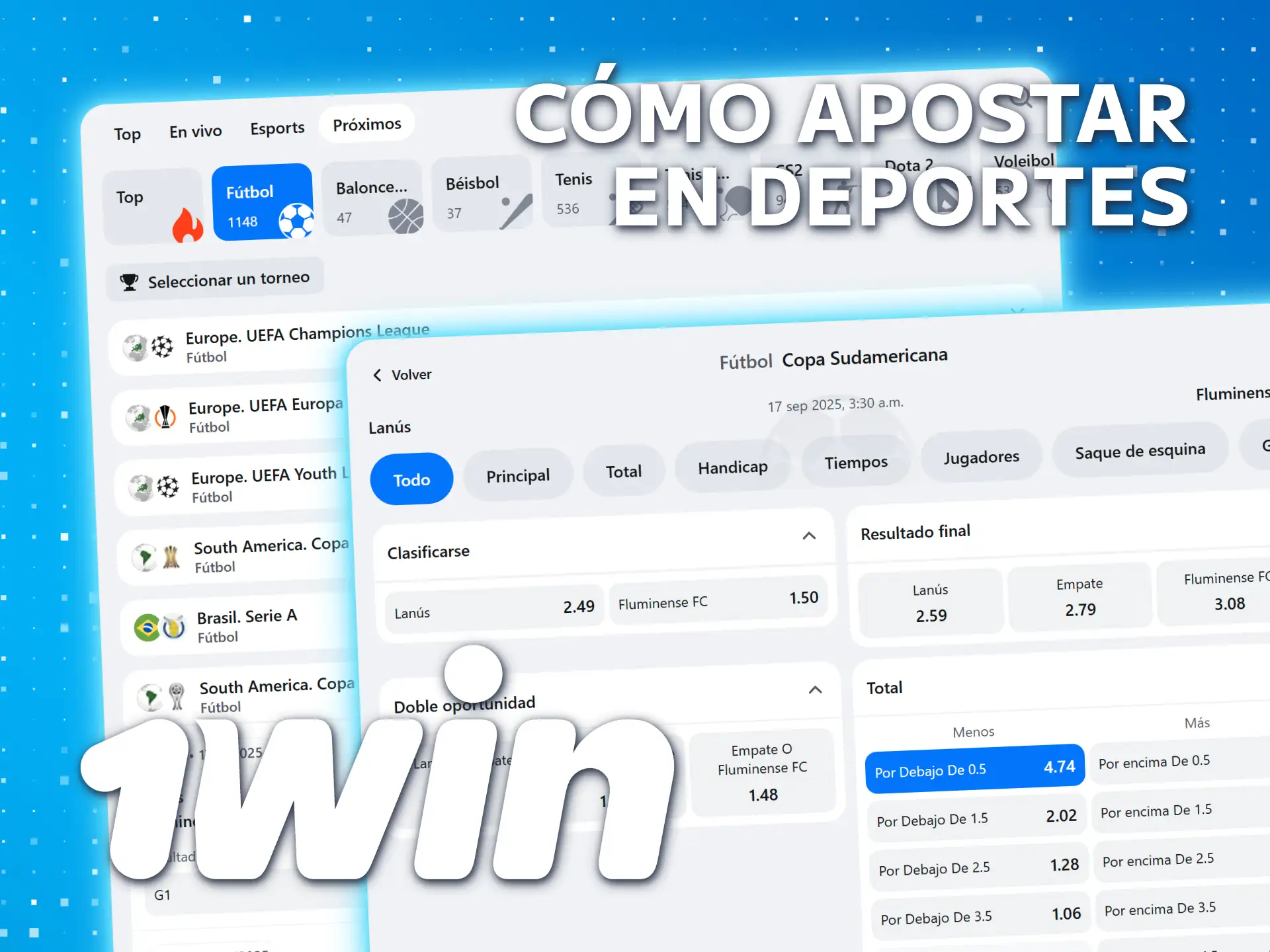 Aprenda a apostar en deportes en la plataforma 1win.