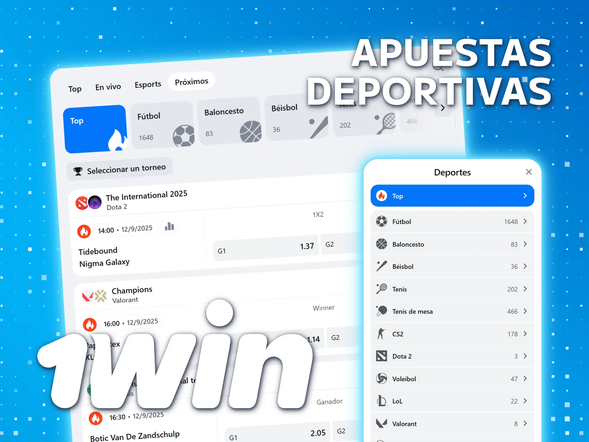 Apuesta por deportes internacionales y regionales en 1win México oficial.