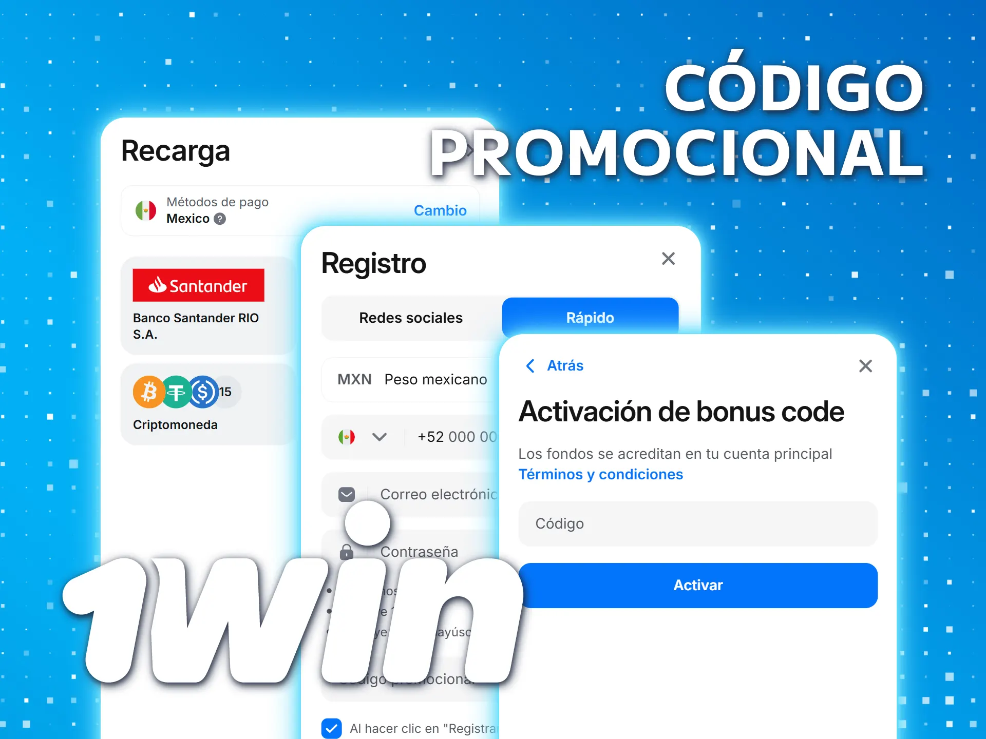 Infórmese sobre el exclusivo código promocional 1win México.