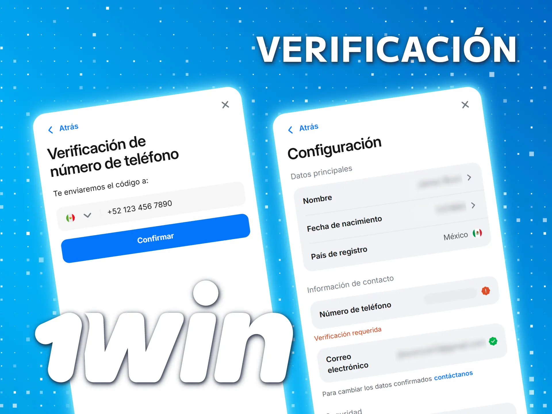 Complete la verificación de 1win para activar su perfil.