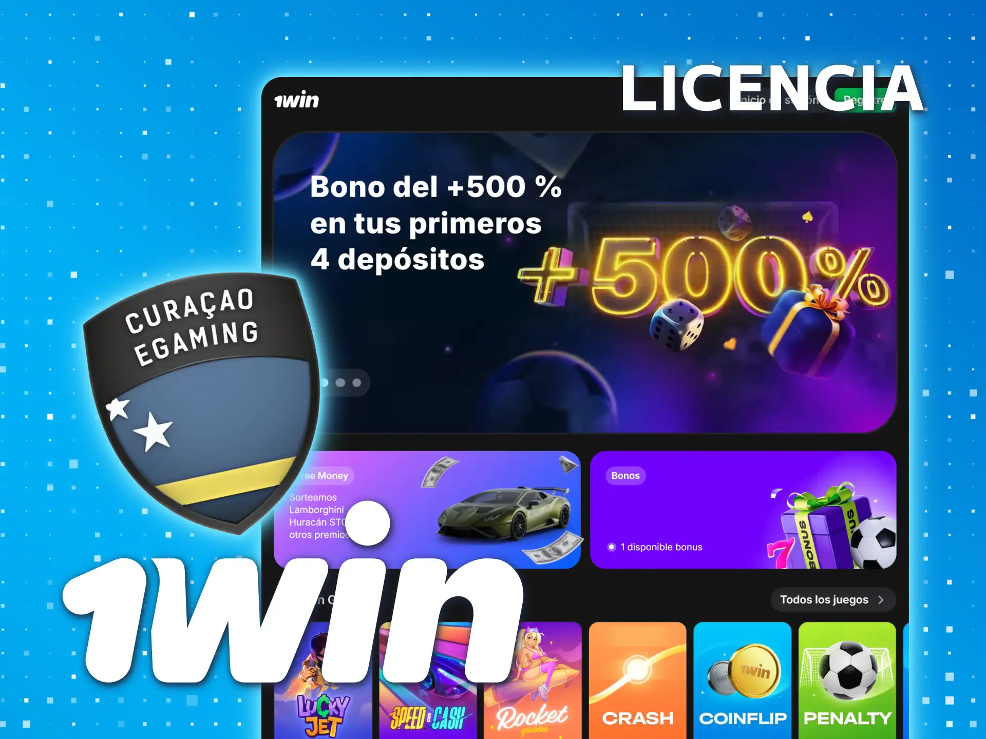1win opera oficialmente en México con una licencia de Curazao.