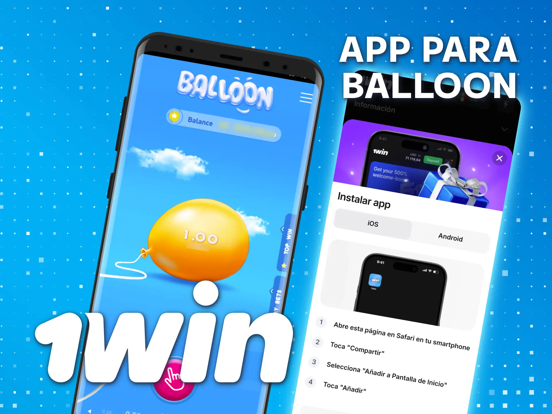 Juega a Balloon 1win México con la aplicación oficial.