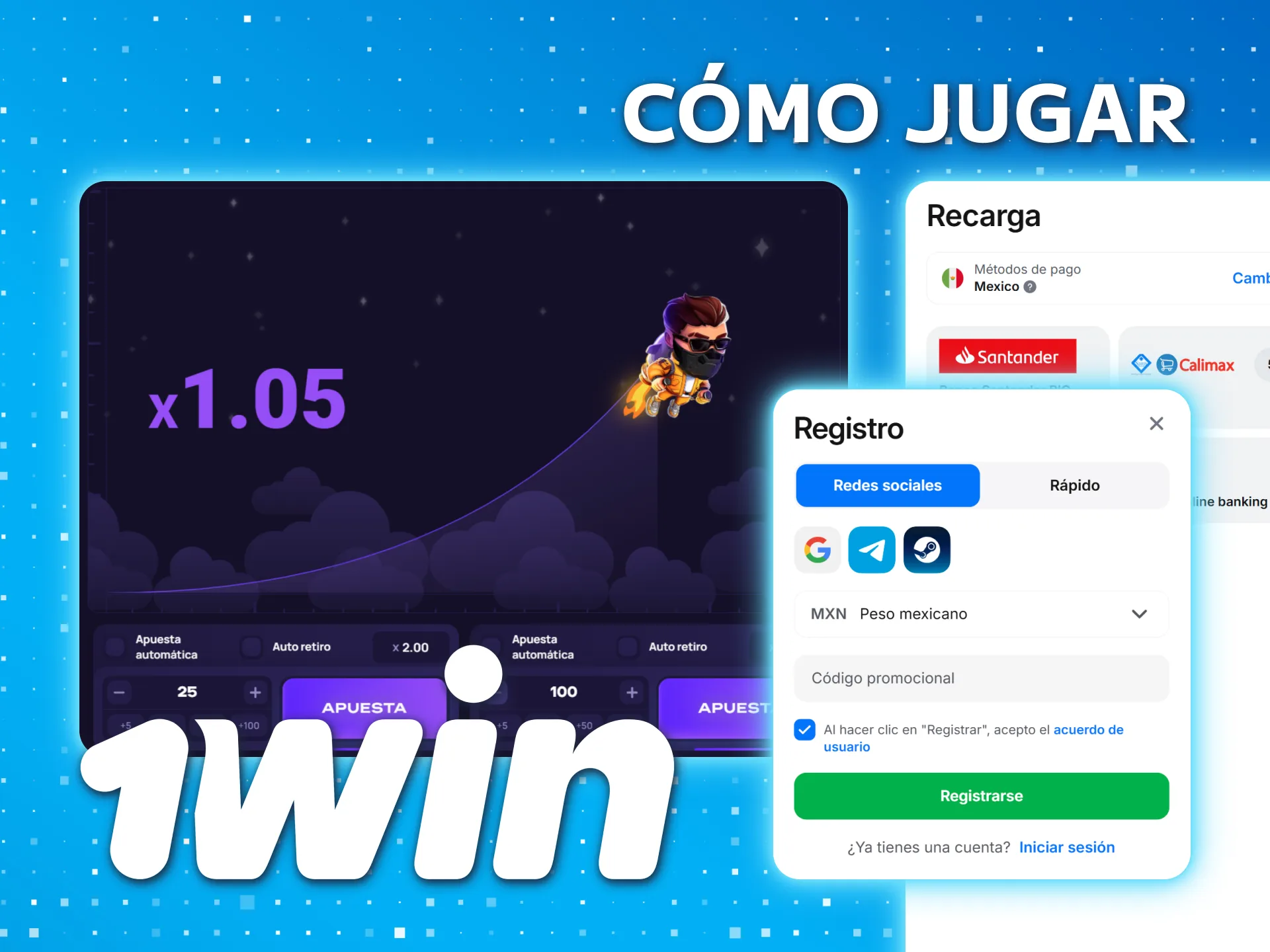 Comienza a jugar Lucky Jet 1win México con nuestras instrucciones.