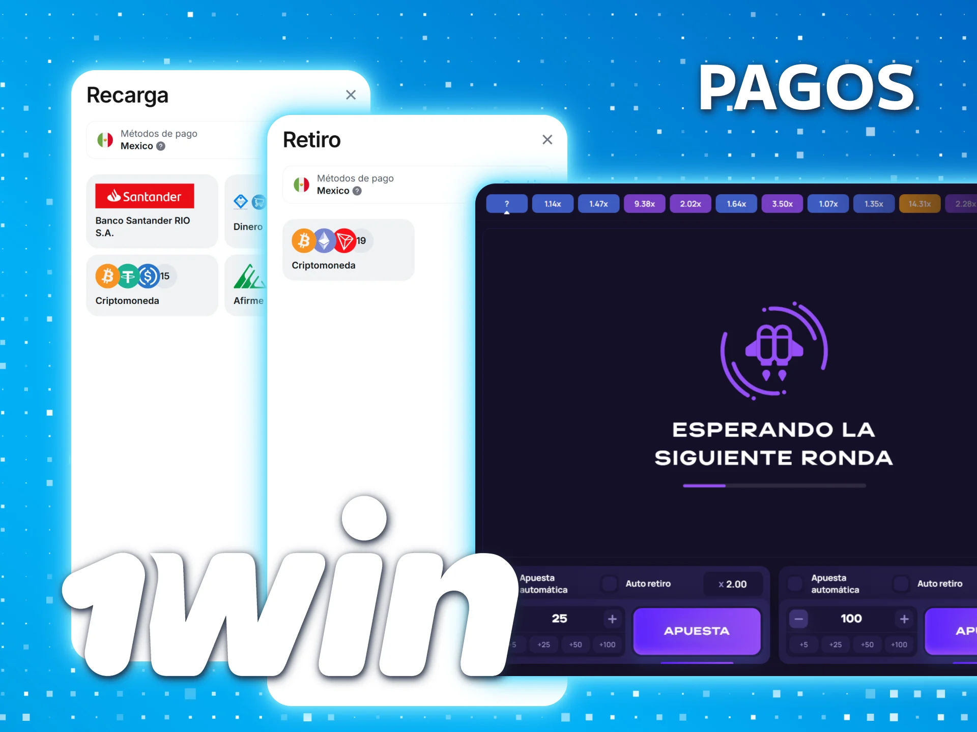 Pruebe los pagos de 1win México para jugar Lucky Jet.