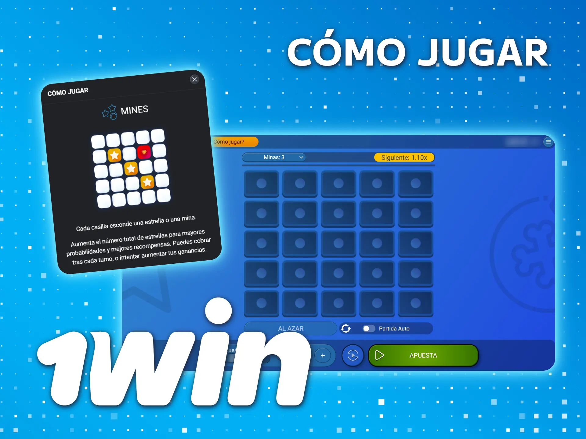 Juega 1win México Mines dinero real siguiendo los pasos.